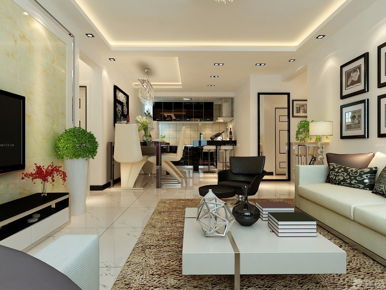 现代客厅石膏板吊顶效果图欣赏