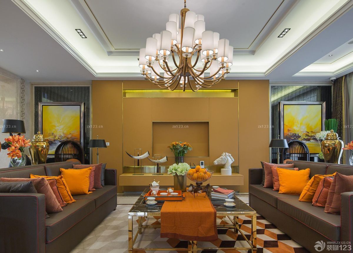 美式简约风格最新客厅电视背景墙效果图