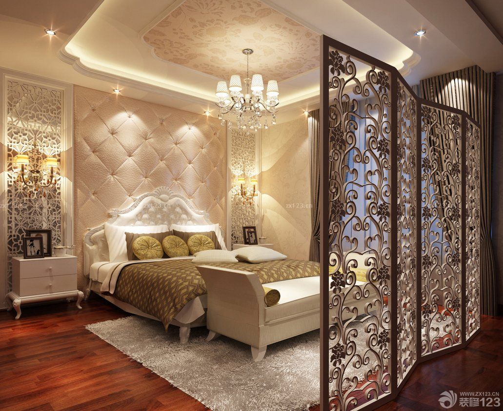 现代卧室屏风隔断装修效果图