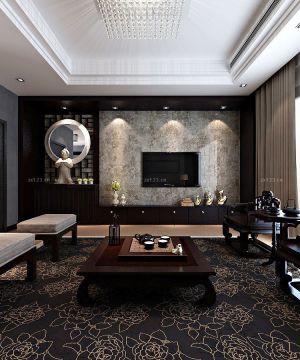 现代时尚客厅微晶石瓷砖背景墙效果图