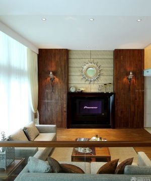 最新客厅木质电视背景墙装修效果图片