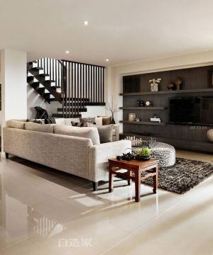现代家装风格客厅电视背景墙设计效果图片