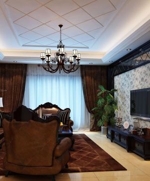古典小户型客厅实木沙发装修效果图片