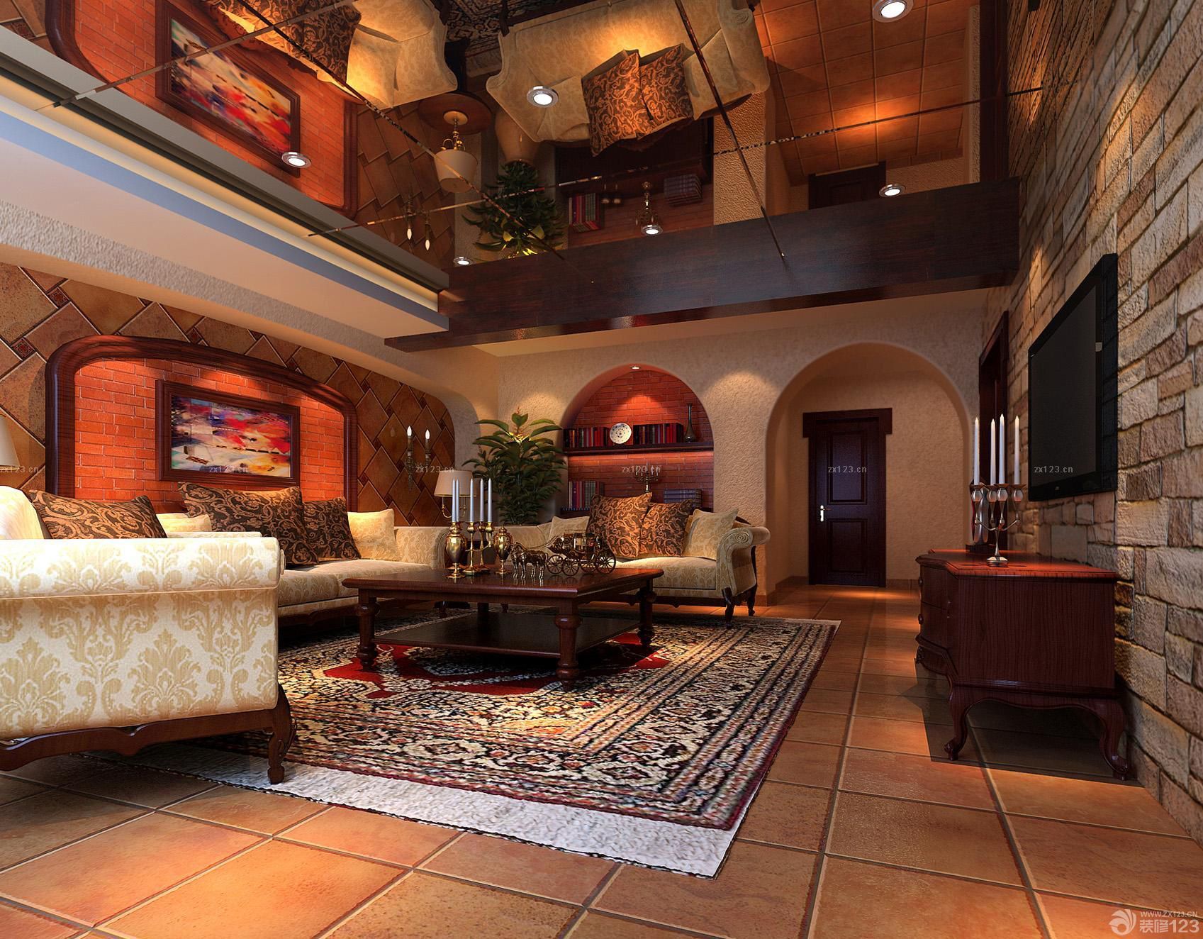 古典乡村别墅家居客厅装修效果图