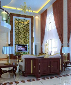 高端别墅液晶电视背景墙装修效果图片