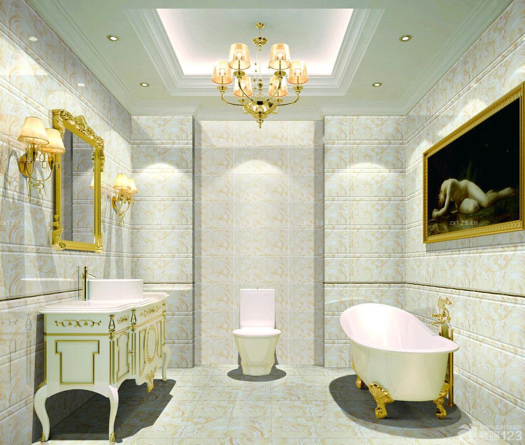 厕所花纹瓷砖装饰装修效果图片