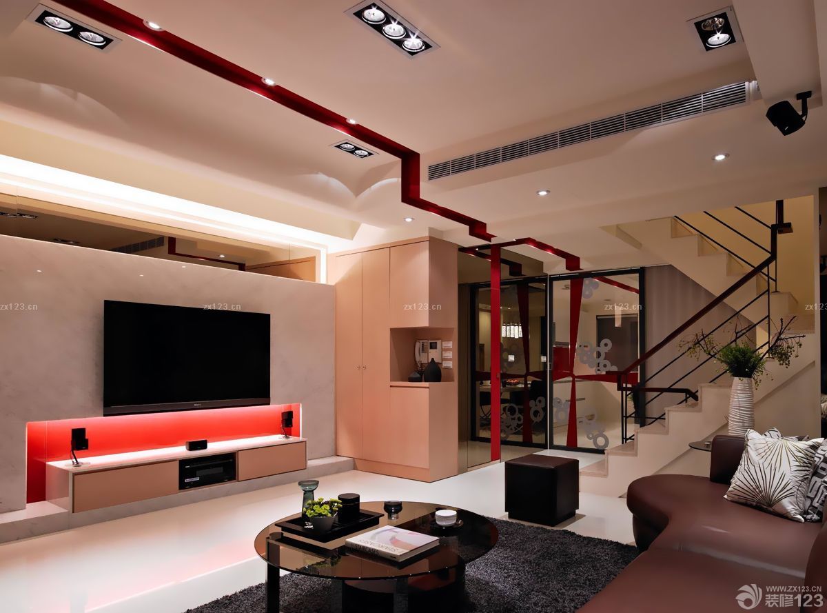 两层小别墅装修电视背景墙图片大全