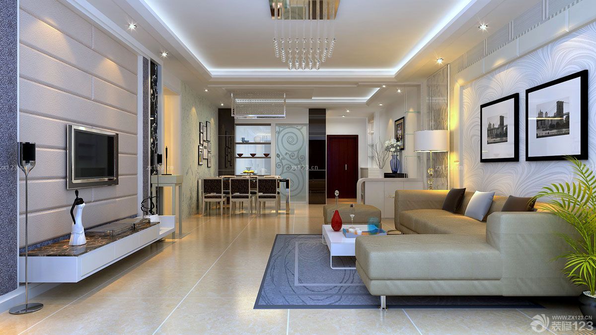 现代风格装修 转角沙发装修效果图片