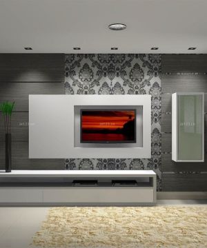 客厅黑白电视背景墙装修设计效果图