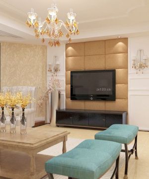 新古典客厅软包电视背景墙装修效果图欣赏