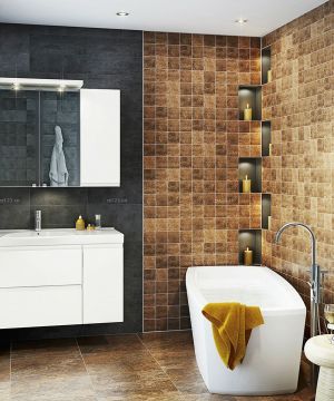 现代厕所马赛克背景墙装饰效果图