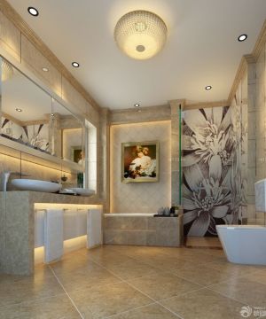 新古典欧式厕所杂色地砖装饰装修效果图片