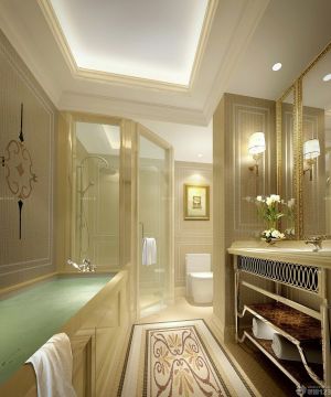 新古典欧式厕所砖砌浴缸装饰装修效果图片