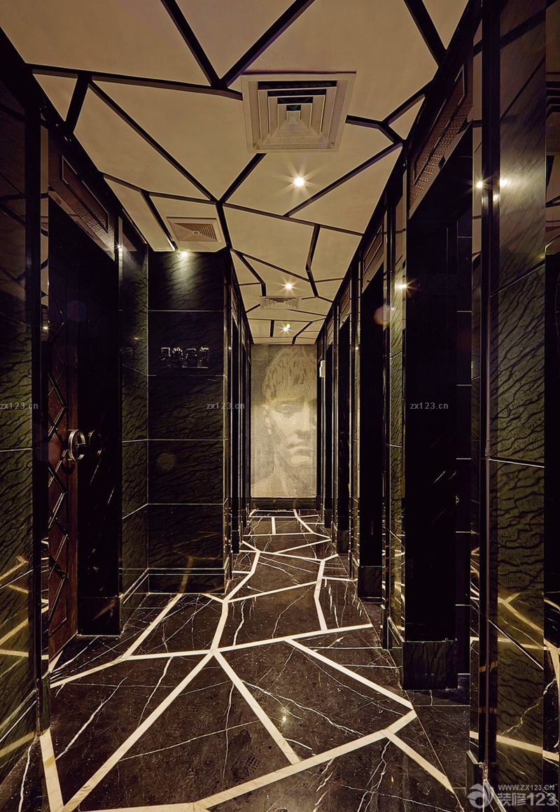 豪华酒吧卫生间装修石材地面效果图片