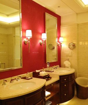 温馨酒吧卫生间装修红色墙面效果图片