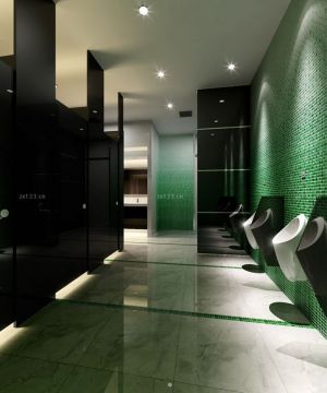 时尚酒吧卫生间装修绿色墙面效果图片