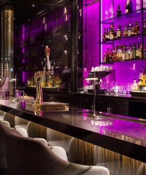 时尚紫色酒吧吧台置物架装修效果图片