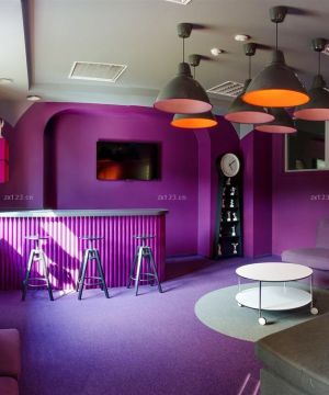 唯美家庭紫色酒吧吧台装修效果图