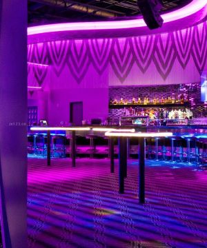 主题紫色酒吧吧台设计效果图