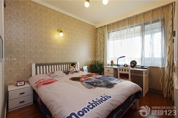 简约卧室家装墙纸装修设计效果图片