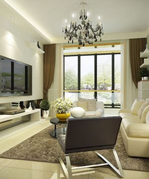 现代欧式风格70平米两室一厅客厅装修效果图