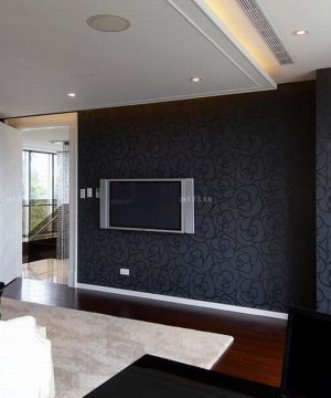 120平米简约时尚风格电视墙纸背景墙装修设计案例