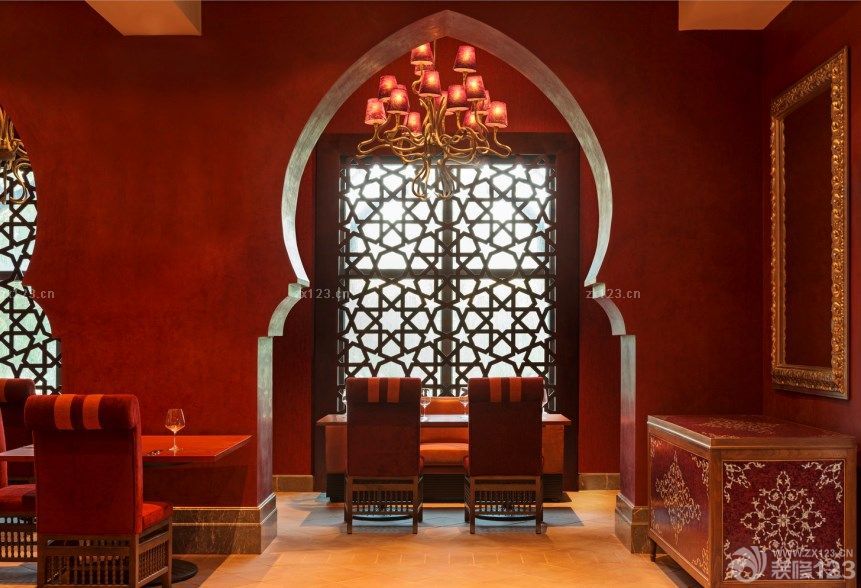 东南亚风格酒吧红色墙面装修效果图片