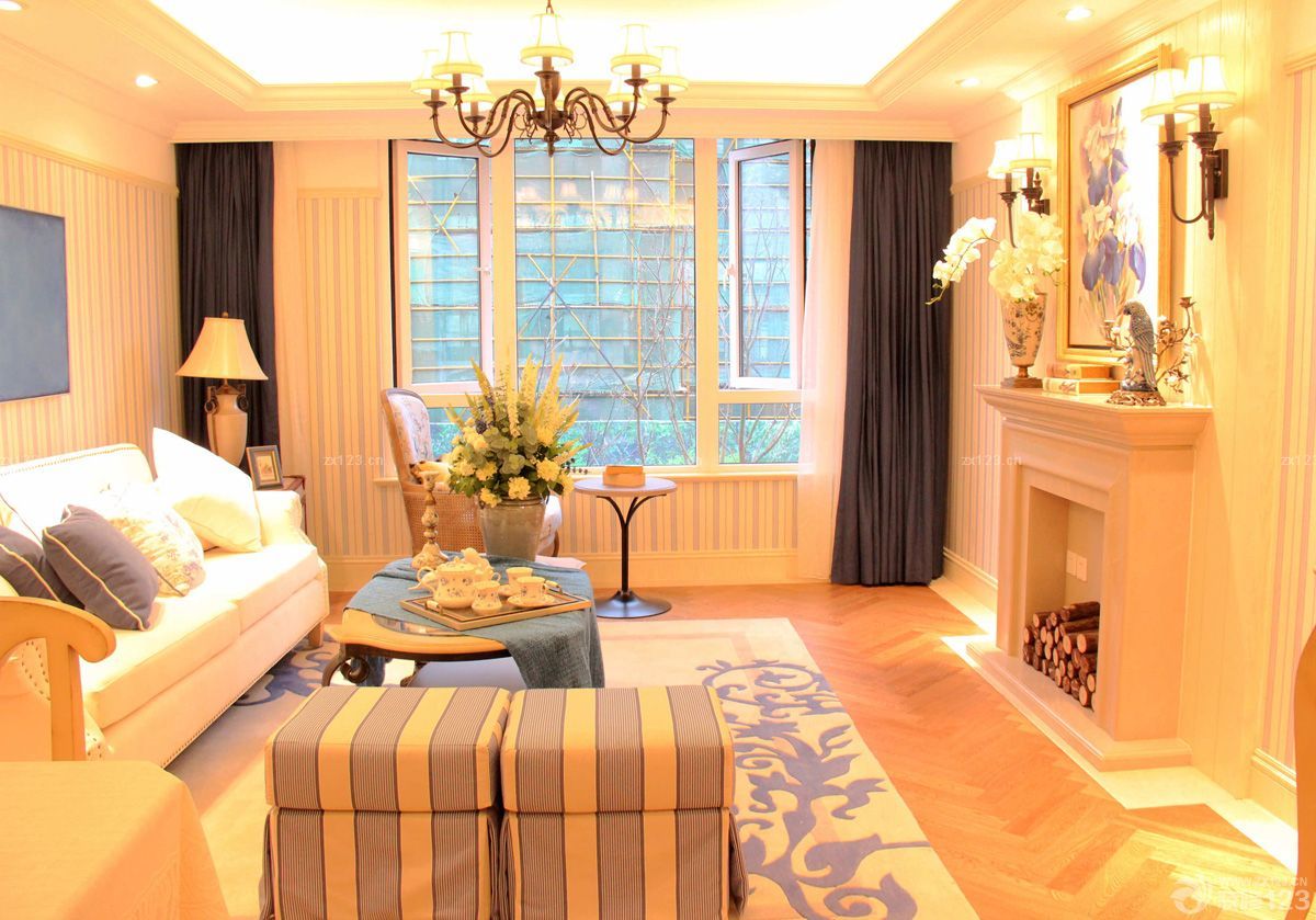美式70平米房子客厅装修效果图
