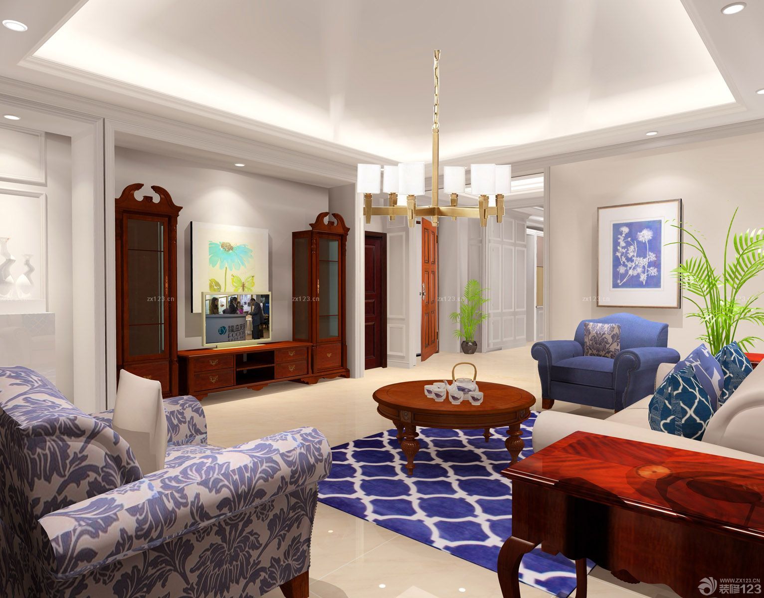 80平米三室一厅组合沙发装修效果图片