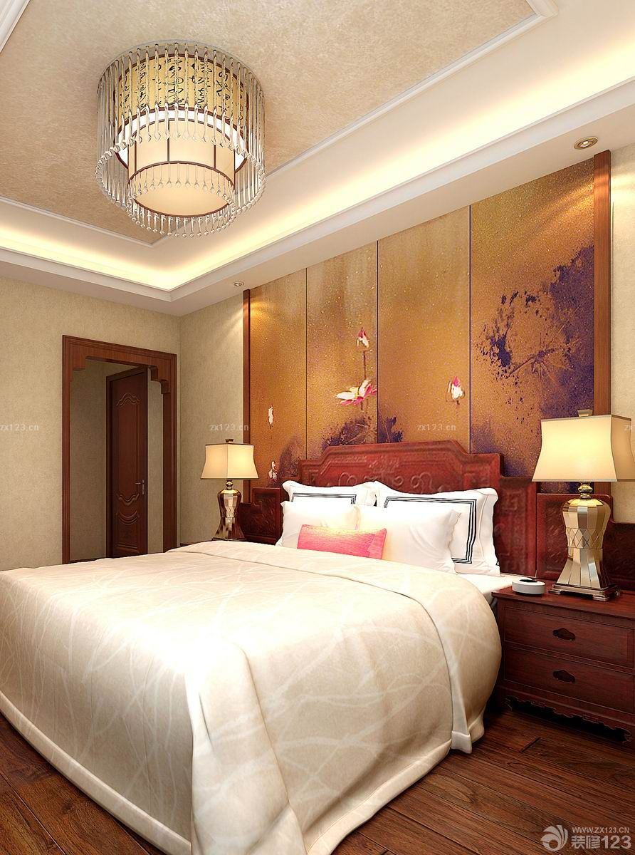 中式80平米三室一厅卧室装修效果图