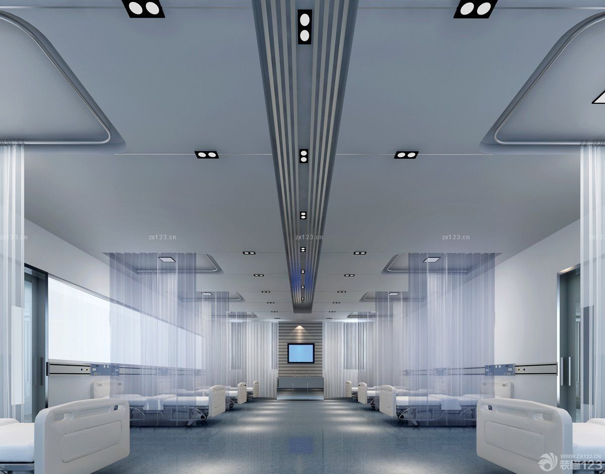 最新现代医院室内格栅灯装修效果图片 