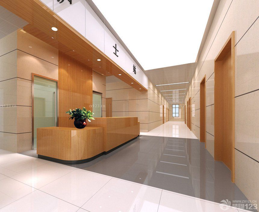 大型医院护士站装潢设计效果图片