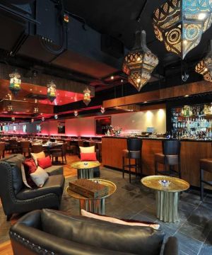 东南亚风格酒吧真皮沙发装修效果图片