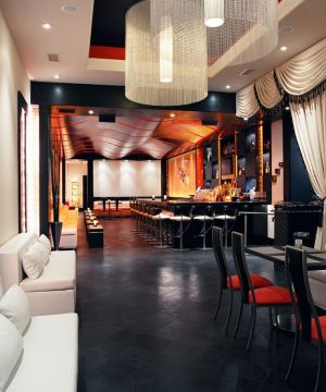 东南亚风格酒吧黑色地砖装潢装修效果图
