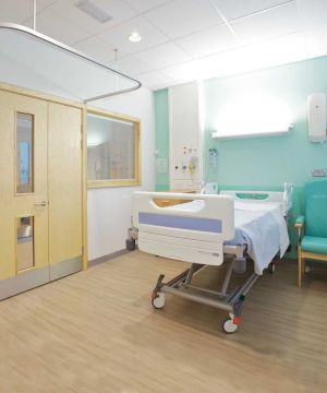医院单人病房浅色木地板装修效果图
