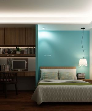 现代80平米房子卧室简约吊灯装修效果图片