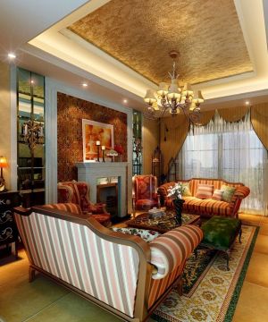 美式70平米房子客厅沙发装修图片