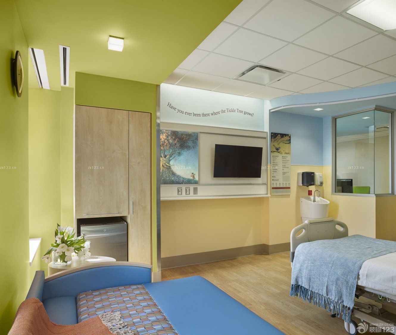 美式医院病房背景墙装修效果图图片 