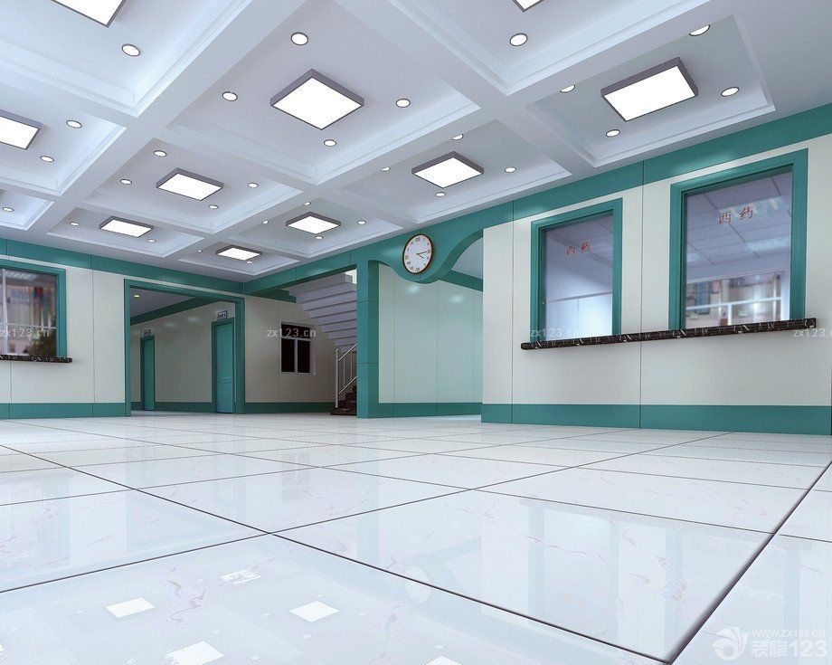 医院大厅白色地砖装修效果图片