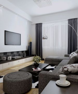 黑白风格50平米两室一厅客厅装修效果图