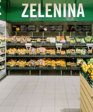 简约时尚蔬菜超市白色地砖装修效果图片