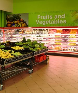 清新时尚蔬菜超市绿色墙面装修效果图片