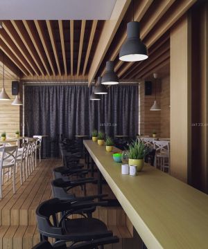 酒吧咖啡厅木质吧台装修效果图片