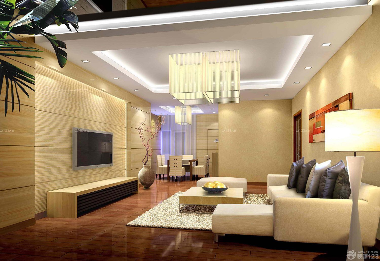 新古典风格90平米两室一厅客厅装修效果图