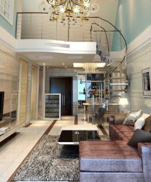 80平米小户型室内旋转楼梯装修效果图