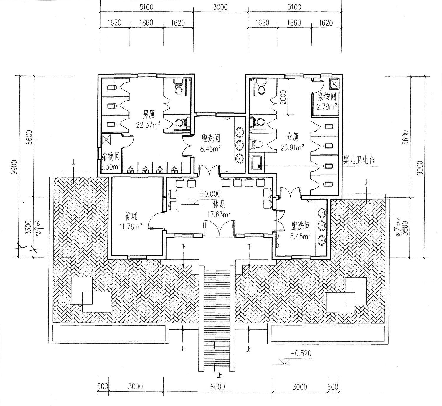 公共厕所卫生间cad平面图_设计456装修效果图