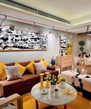 现代奢华风格客厅沙发背景墙装修图片