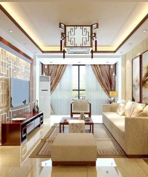 中式家装客厅电视背景墙效果图片