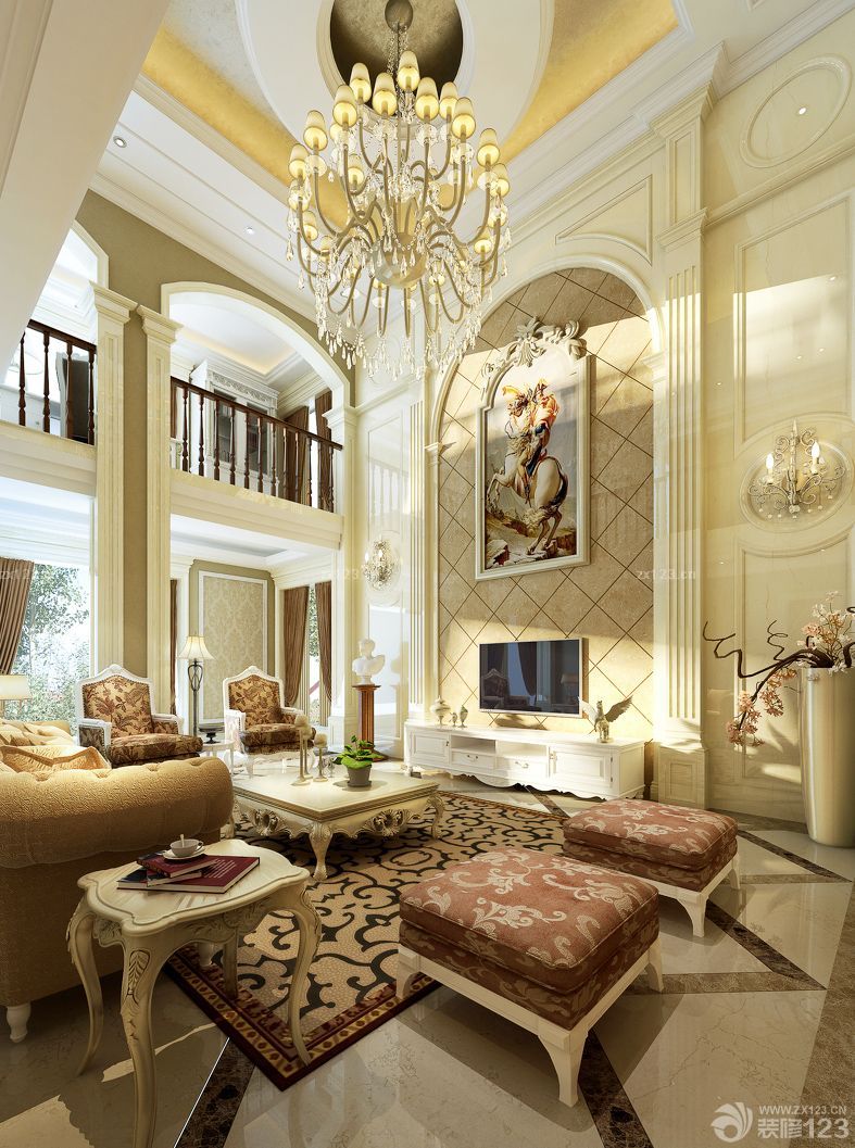 欧式豪华别墅电视背景墙装修效果图片