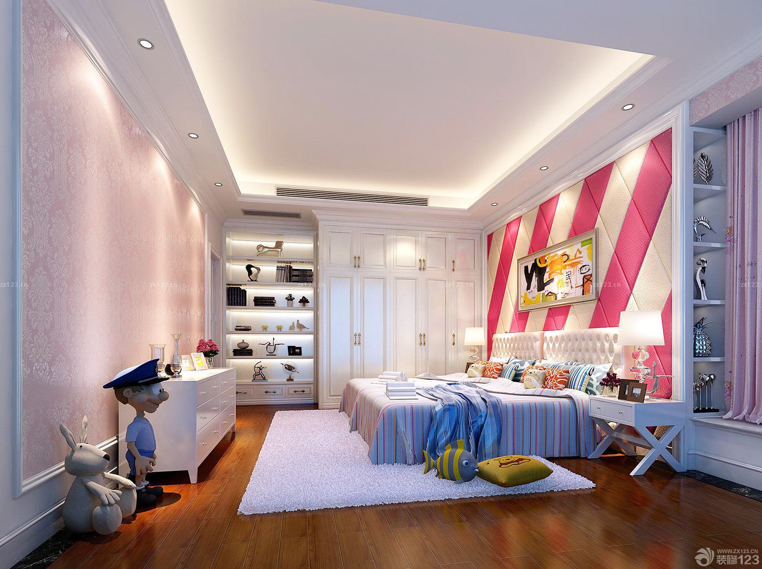 温馨卧室床头软包背景墙装修效果图